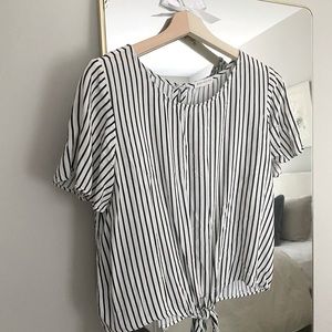 Socialite Striped Tie Front Blouse